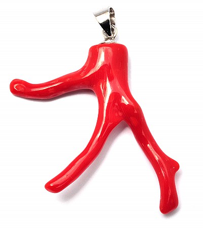 AKA Red Coral Pendant with 18inch 925 Silver Necklace