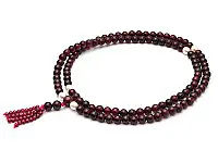 Genuine Rhodolite Garnet with Pearl Beads Mala January Birthstone