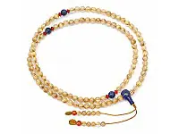 Genuine AAAA Golden Rutilated Quartz 7mm Beads Mala with Lapis