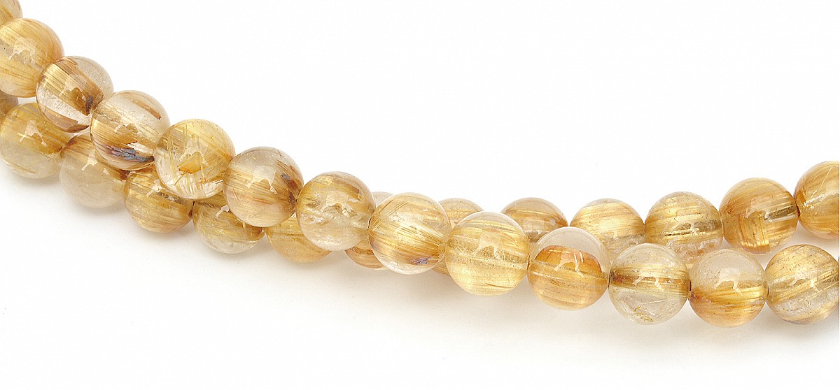 Genuine AAAA Golden Rutilated Quartz 7mm Beads Mala with Lapis