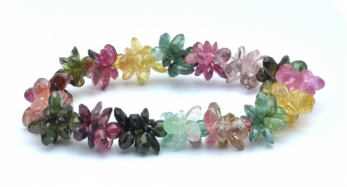 Genuine High Quality Rainbow Tourmaline Briolettes Bracelet