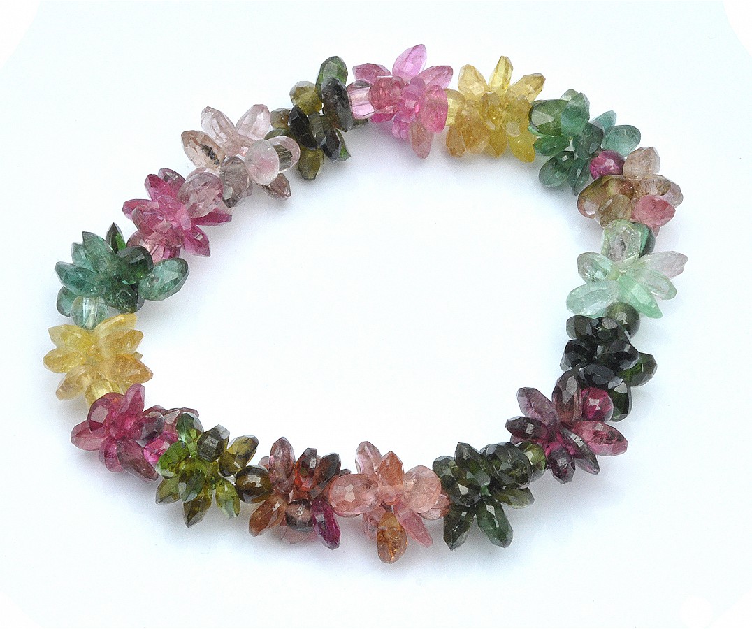 Genuine High Quality Rainbow Tourmaline Briolettes Bracelet