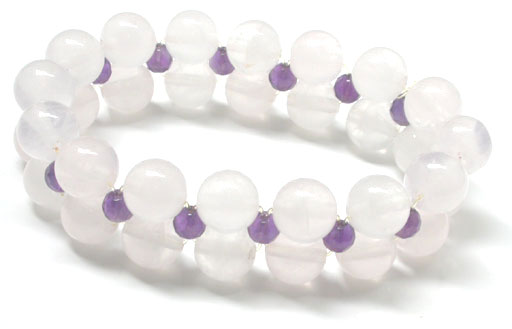 Rose Quartz and Amethyst Bead Bracelet