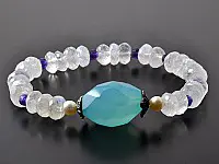 Moonstone Aqua Chalcedony Amethyst Bracelet