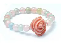 Pink Opal Rose with Morganite Aquamarine Bracelet