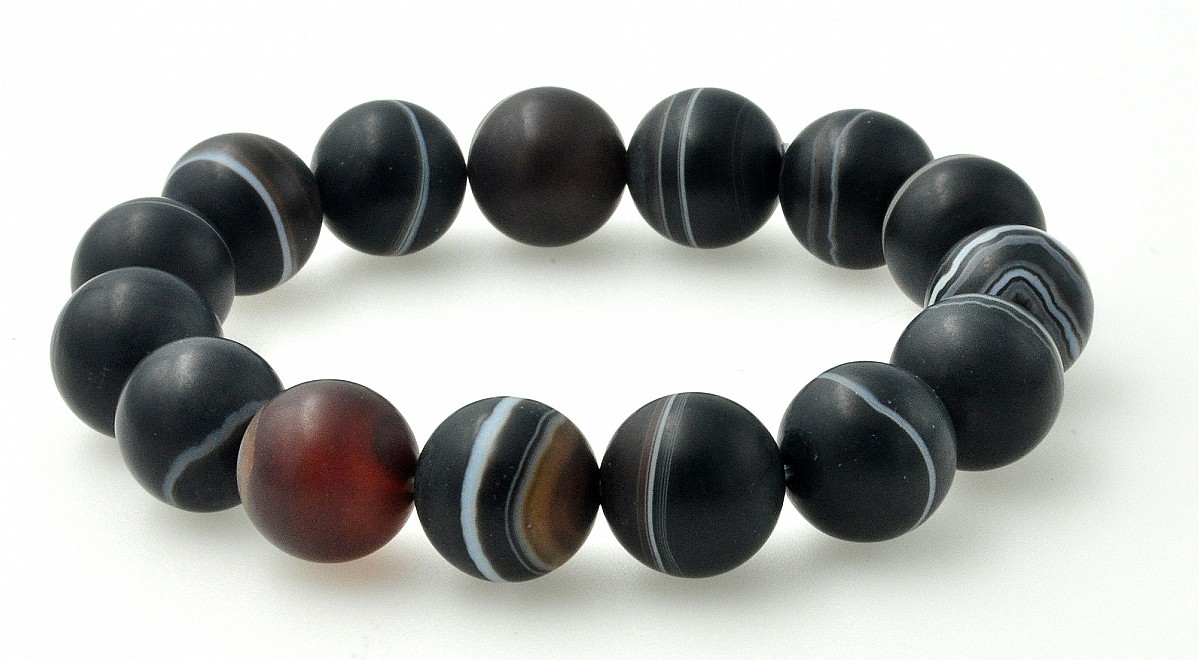 Sardonyx 14mm Bead Bracelet