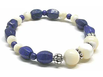 Lapis and Shell Bracelet with Silver