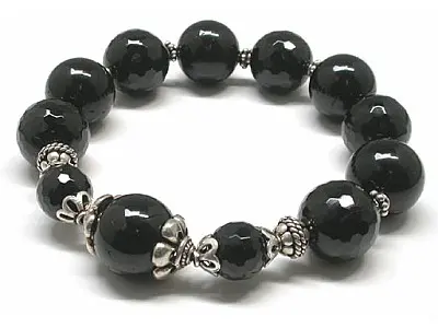 Black Tourmaline and Silver Bracelet