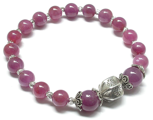 Ruby Beads and Silver Bracelet