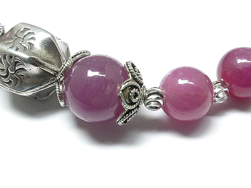 Ruby Beads and Silver Bracelet