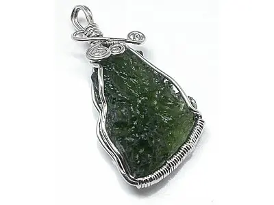 Moldavite in Silver Pendant