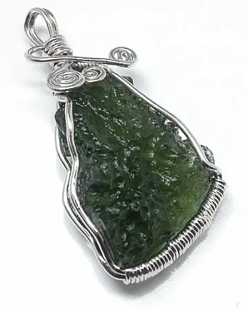 Moldavite in Silver Pendant