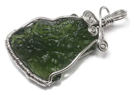 Moldavite in Silver Pendant