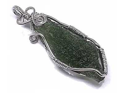 Moldavite in Silver Pendant