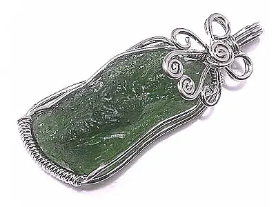 Moldavite in Silver Pendant