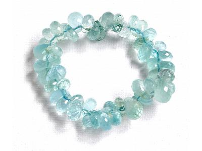 Genuine Aquamarine AAA faceted briolette bracelet